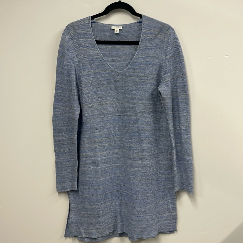 J Jill blue long sleeve tunic sweater cotton linen M Tall